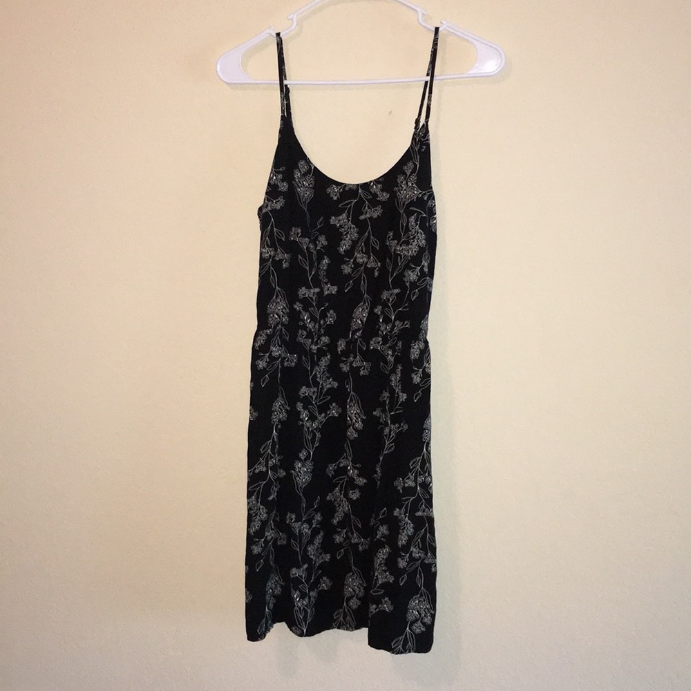 Black floral print dress